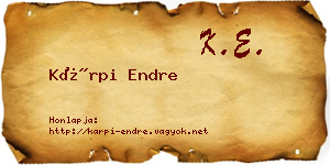 Kárpi Endre névjegykártya